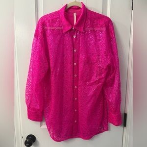 Anthropologie Pink Lace Men's Shirt